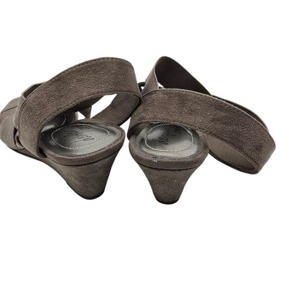 Women's Dexflex Comfort Grey Wedge Open Toe Slingback Shoes Size 8.5 - Picture 4 of 8